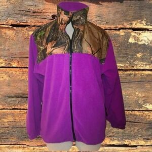 Trail Crest Purple Fleece Jacket Women's Camo Accent Full Zip Outdoor Sz: M